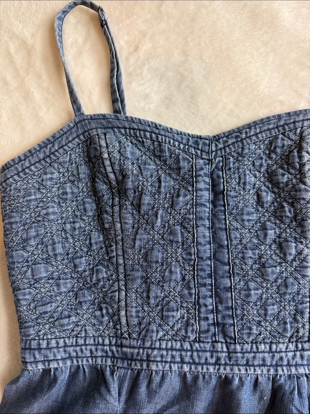 American Eagle Outfitters Chambray Blue Smocked Pocket Sundress - Picture 10 of 14